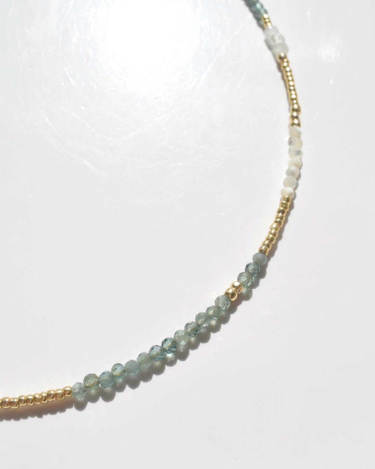 14KGF〈Earthing beads necklace〉Green apatite-B-