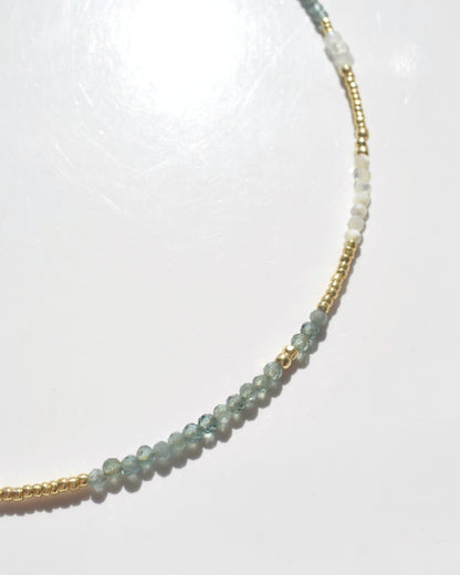 14KGF〈Earthing beads necklace〉Green apatite-B-