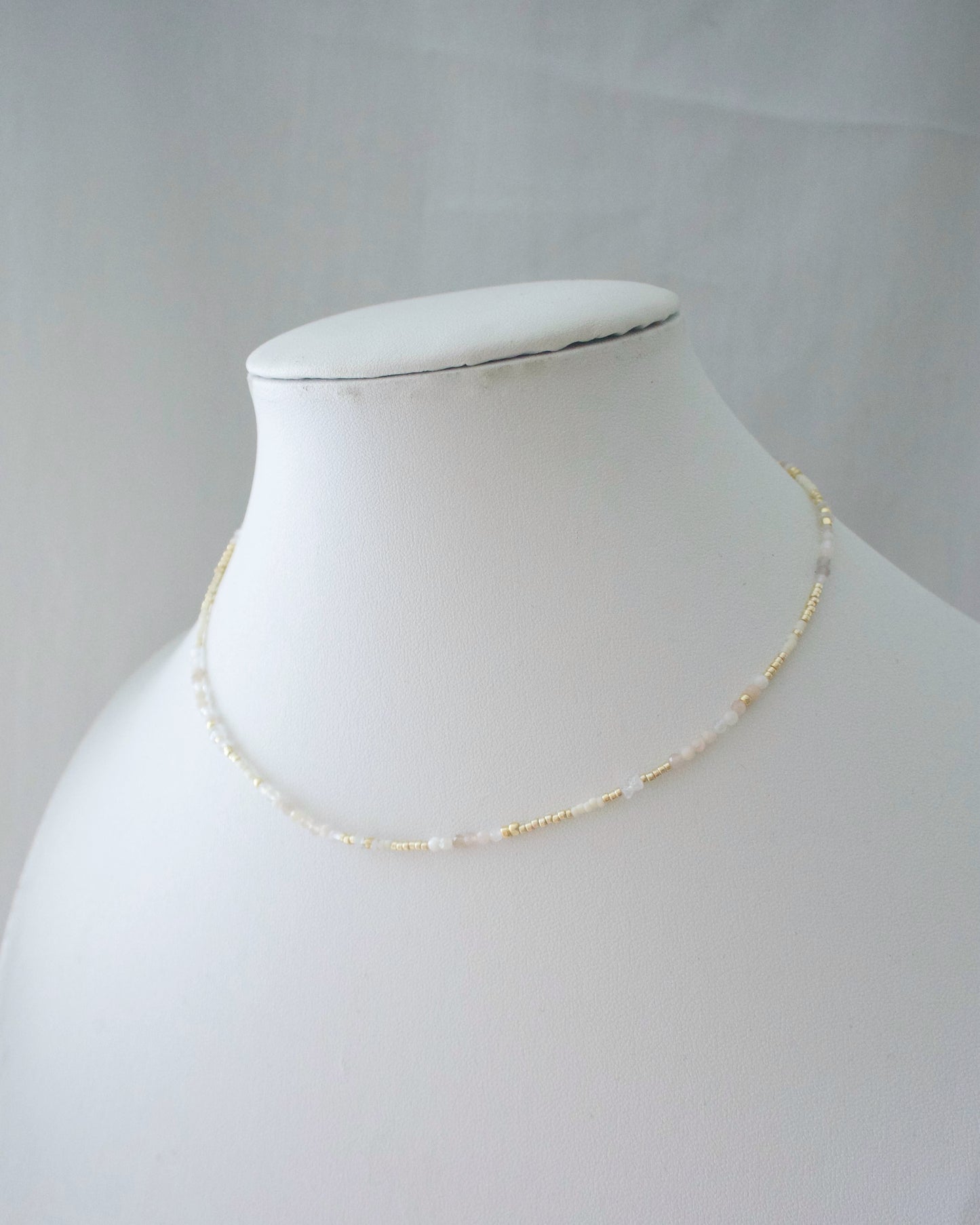 Silver〈Earthing beads necklace〉Multi moonstone