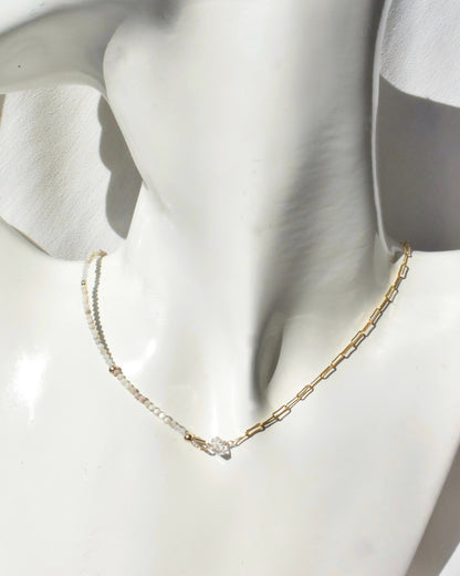 14KGF〈Herkimar diamond half chain 〉Necklace-Opal-