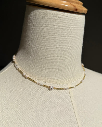 14KGF〈Earthing beads Necklace〉Shell×Pearl×Moonstone