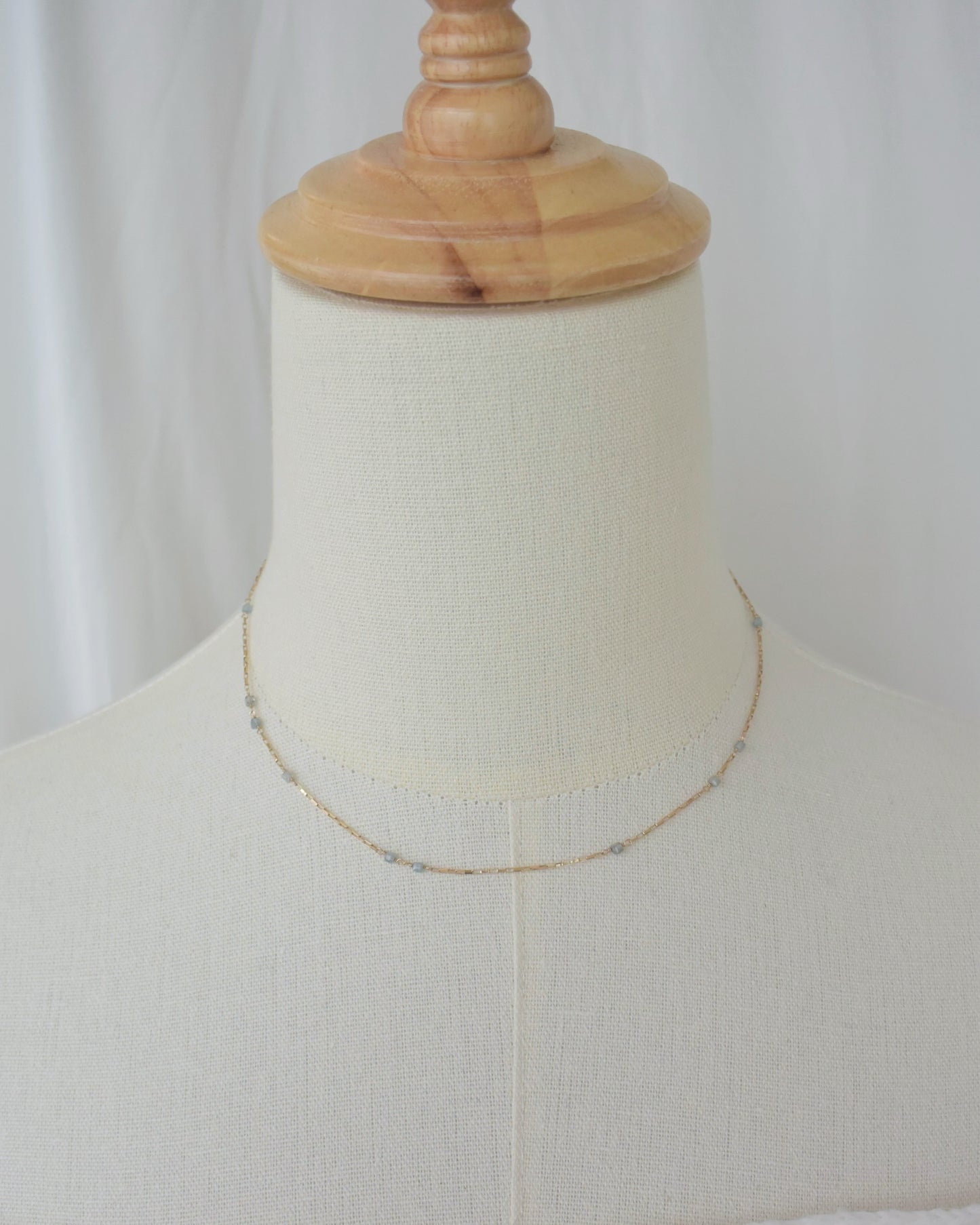 14KGF〈Station necklace〉Blue zircon