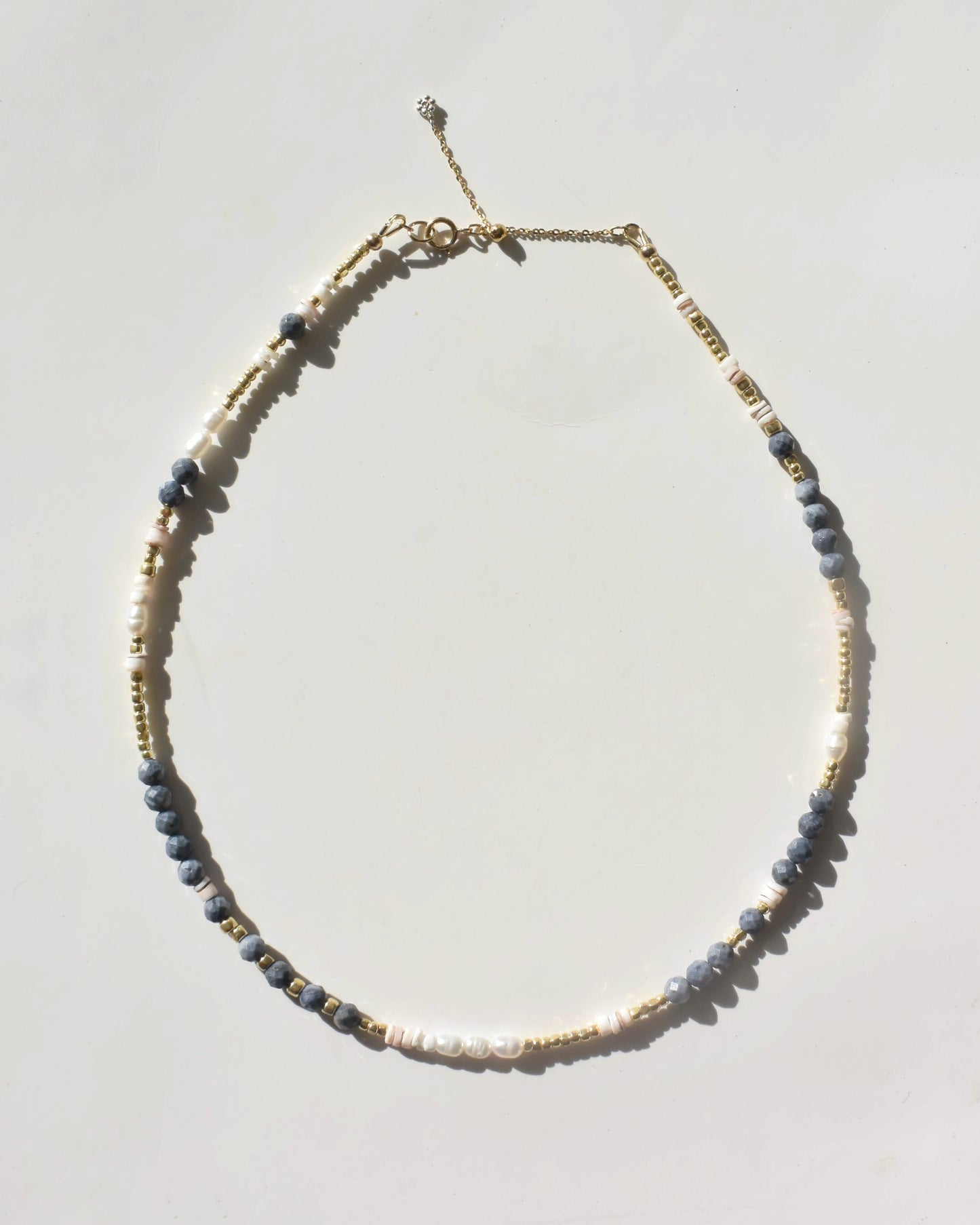 14KGF〈Earthing beads Necklace〉 Coral×White moonstone