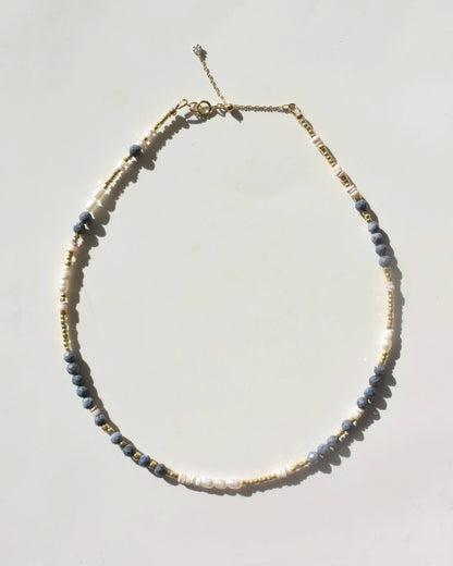 14KGF〈Earthing beads Necklace〉 Coral×White moonstone