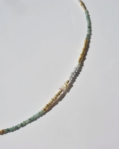 14KGF〈Earthing beads Necklace〉Emerald