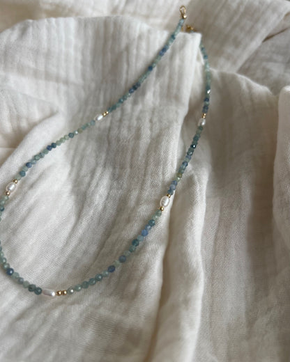 ［先行販売プライス］14KGF〈Earthing beads necklace〉Blue kyanite