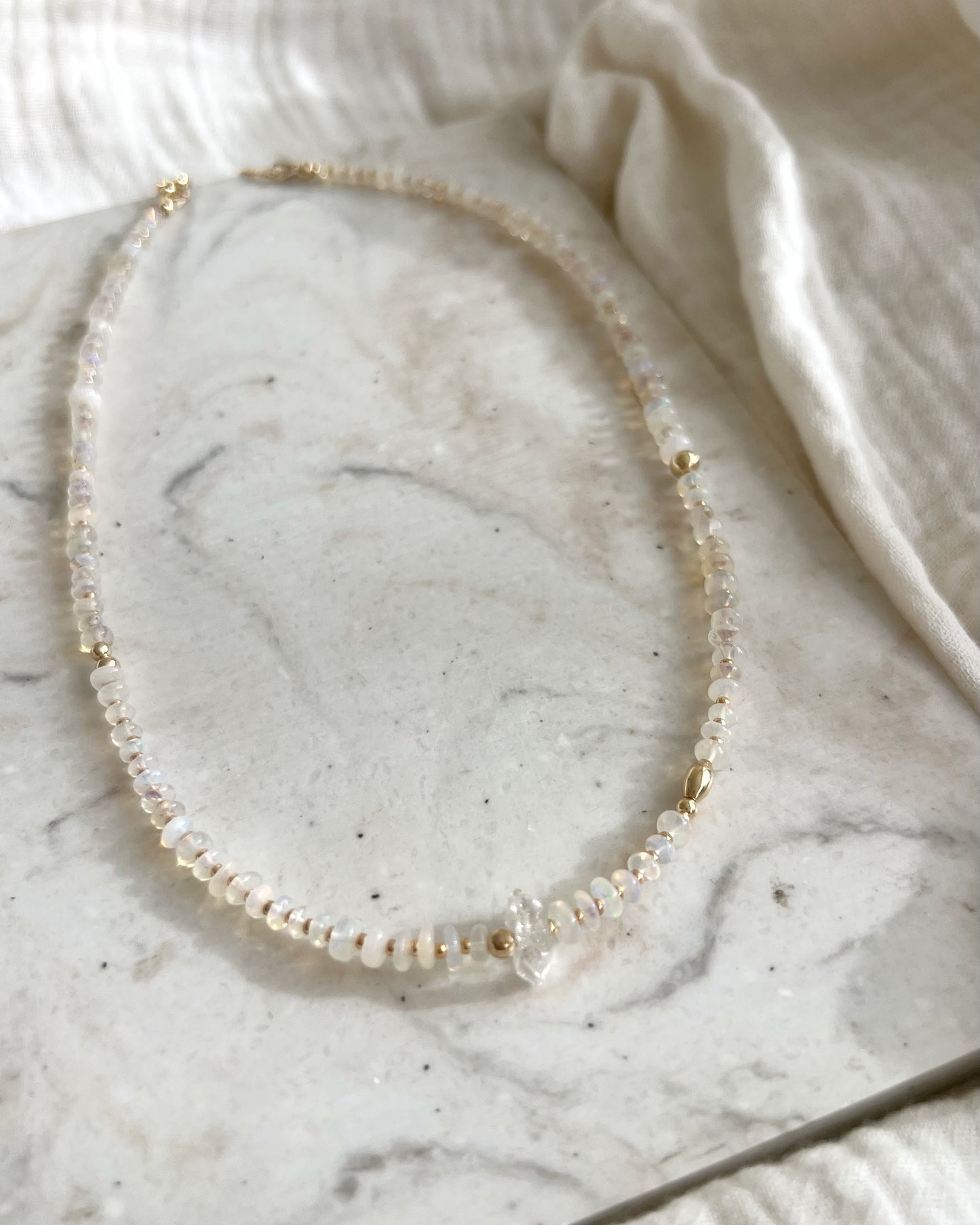 ［先行販売プライス］14KGF〈Earthing beads necklace〉Opal