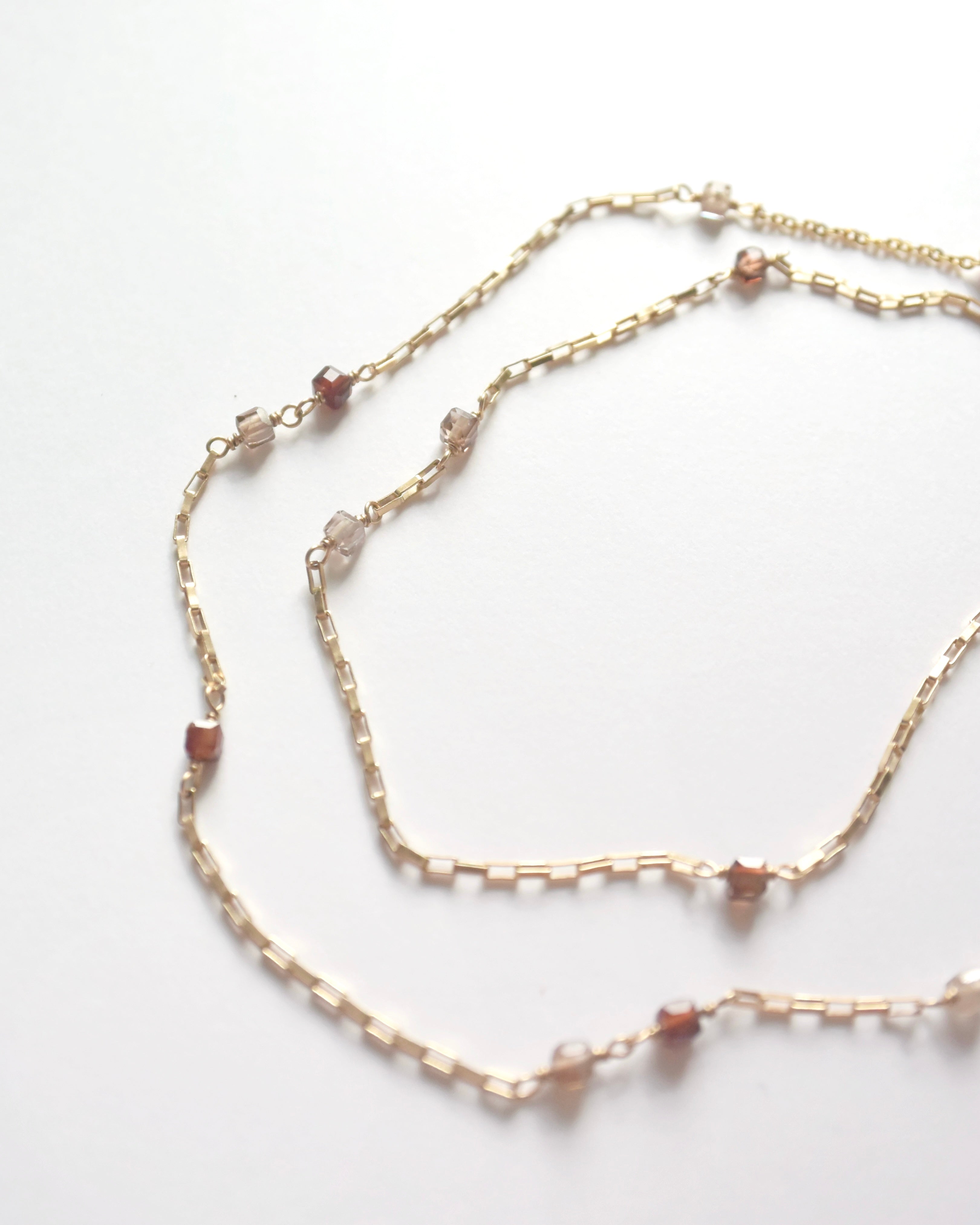 14KGF〈Station necklace〉Brown zircon – marino
