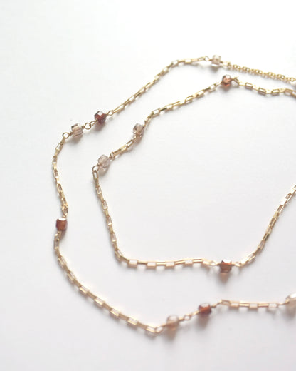 14KGF〈Station necklace〉Brown zircon