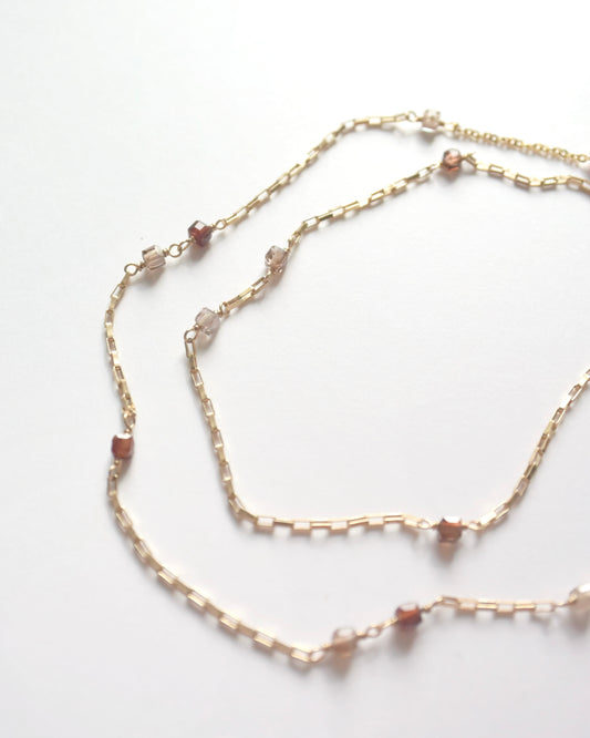 14KGF〈Station necklace〉Brown zircon
