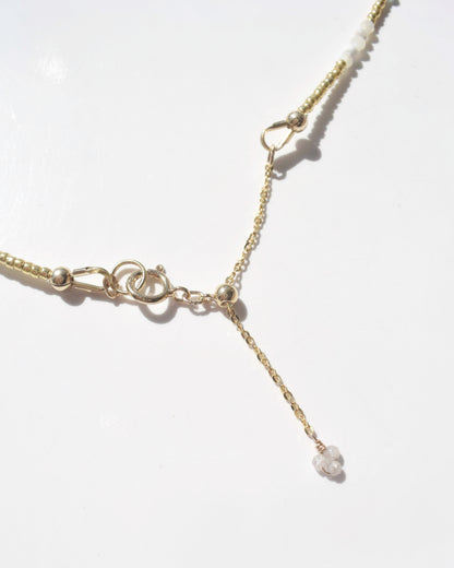 14KGF〈Earthing beads necklace〉Green apatite-A-
