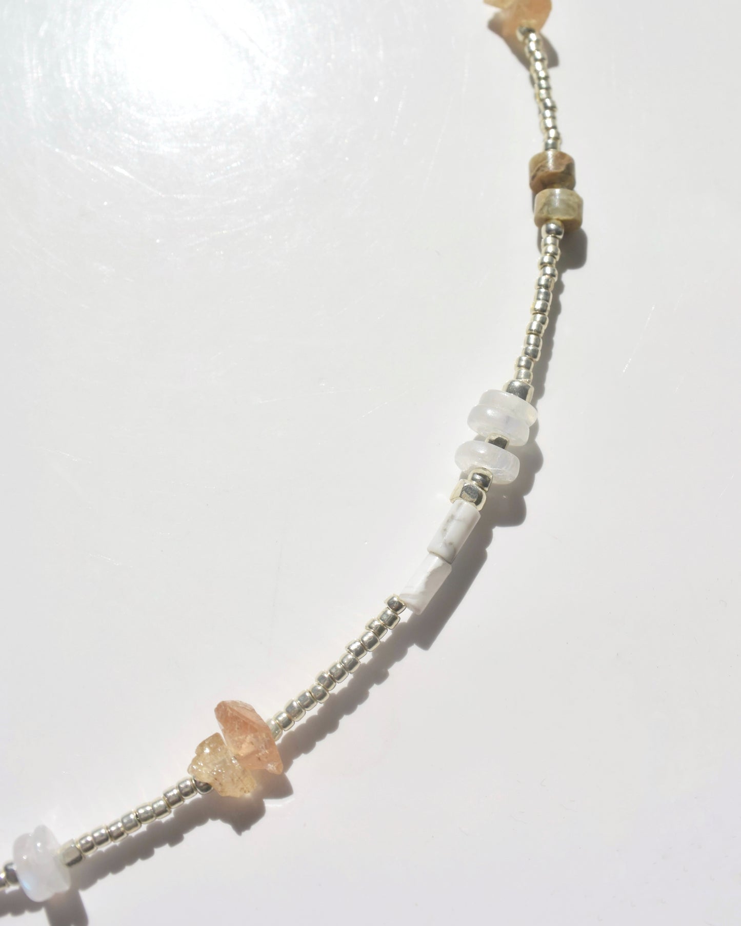 Silver〈Earthing beads necklace〉Topaz&Moonstone
