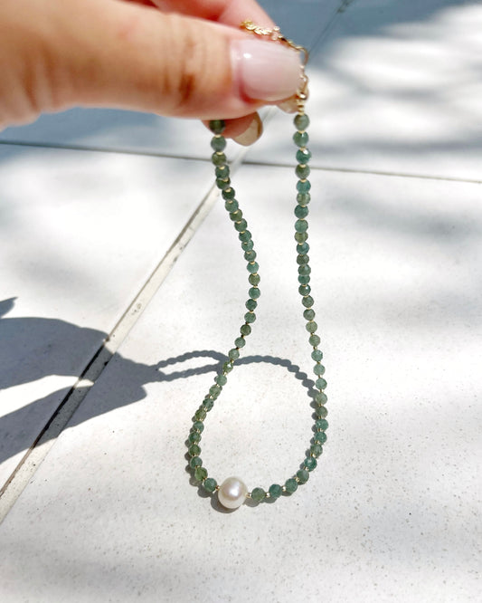 14KGF〈Earthing beads Necklace〉Green apatite