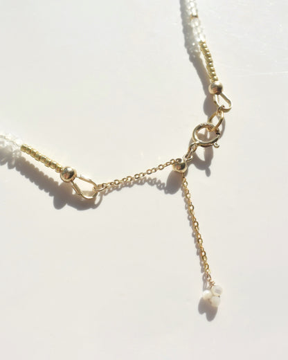 14KGF〈Earthing beads necklace〉Kunzite×MOP