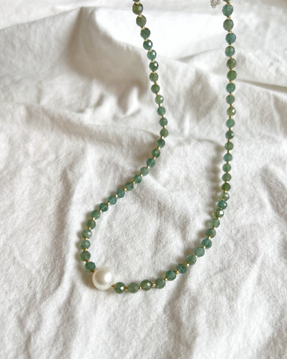 14KGF〈Earthing beads Necklace〉Green apatite