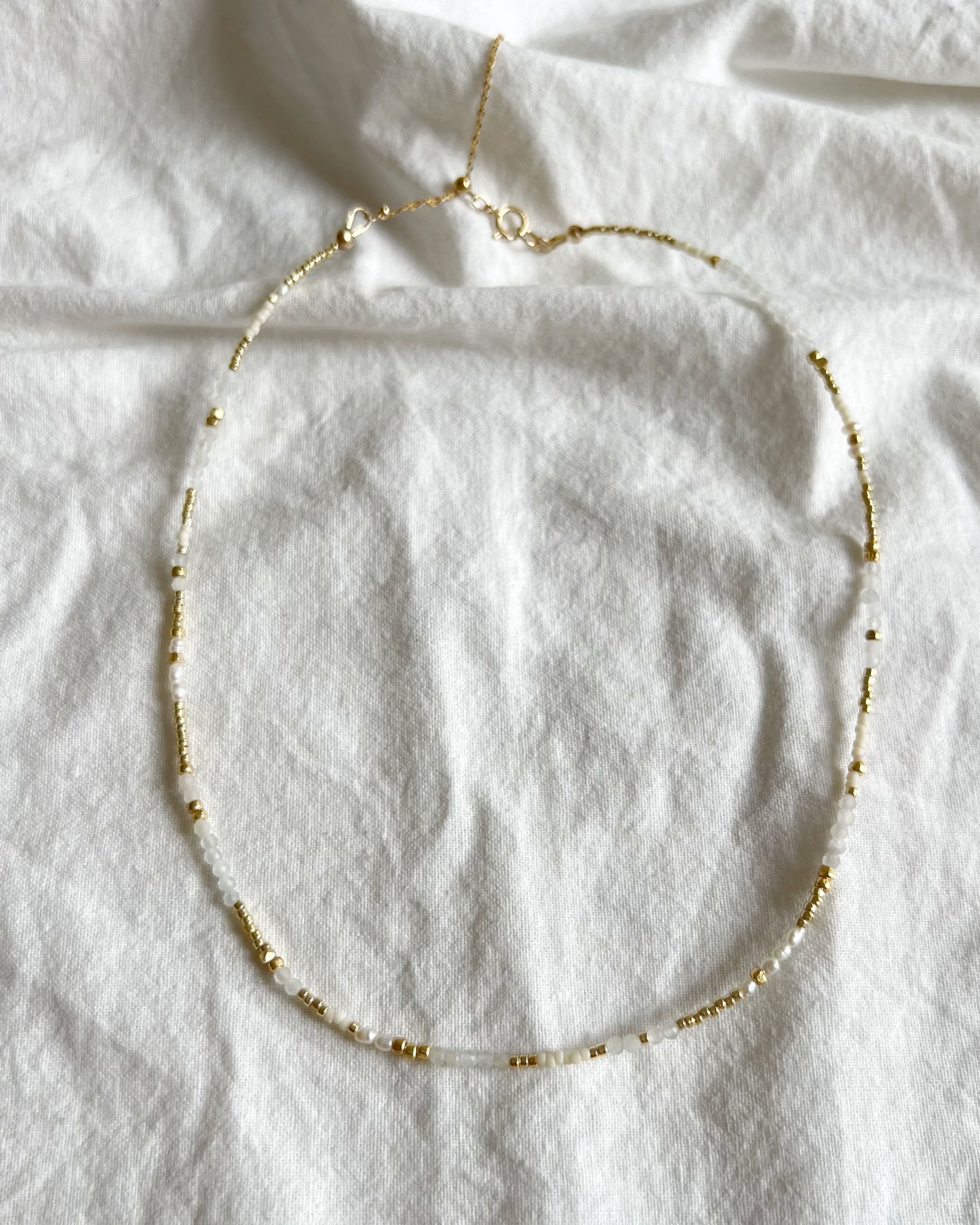 14KGF〈Earthing beads necklace〉Fresh water pearl