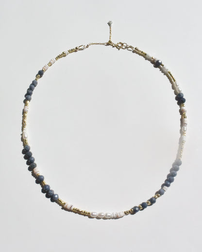 14KGF〈Earthing beads Necklace〉 Coral×White moonstone