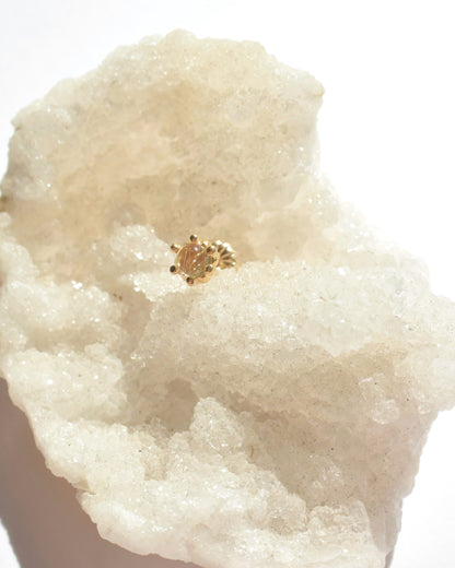 K18plating〈Stone stud earring〉Rutile quartz