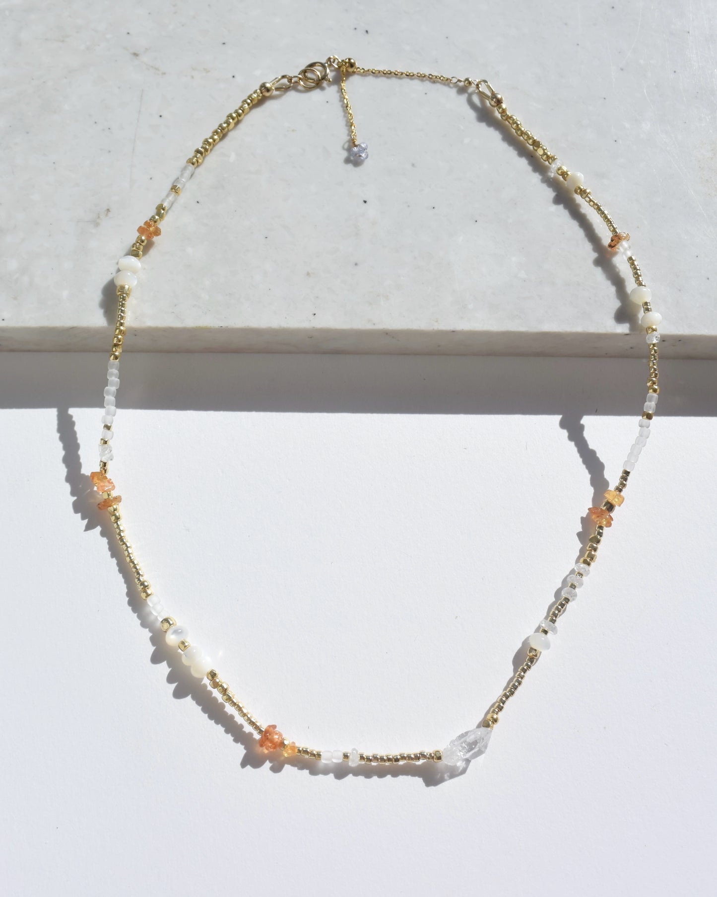 14KGF〈Earthingl beads necklace〉Garnet×Zircon