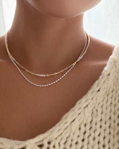 14KGF〈Earthing beads necklace〉Zircon