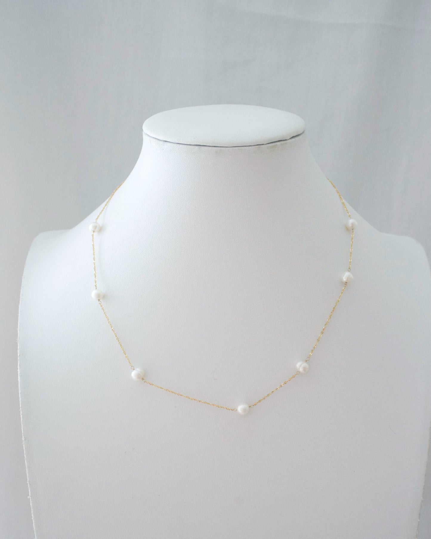 14KGF〈Station necklace〉Fresh water pearl