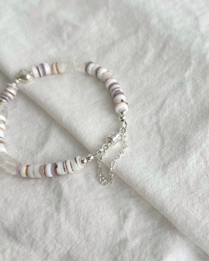 Silver〈Magnet bracelet〉Shell×Quartz