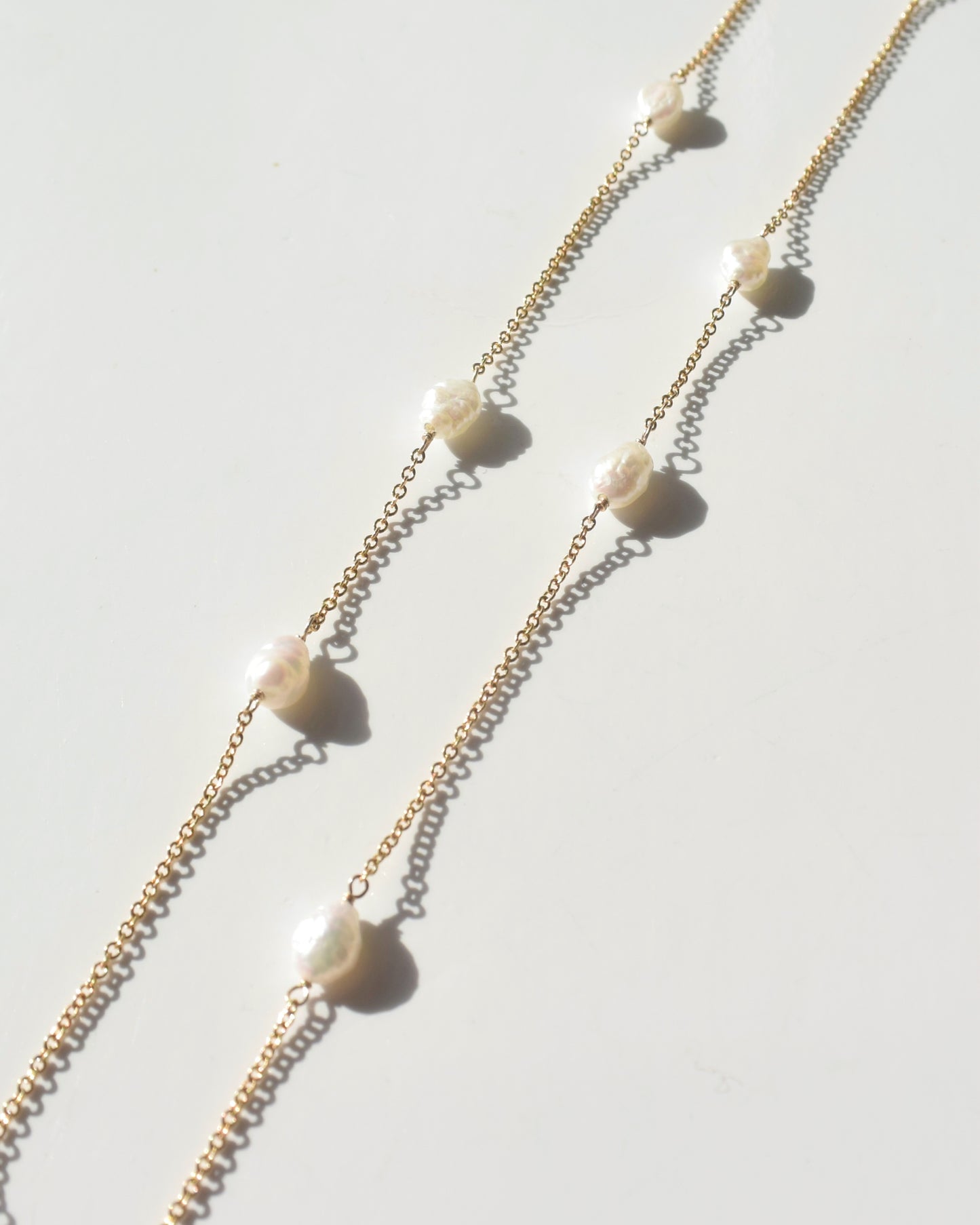 14KGF〈Station Necklace〉Fresh water pearl