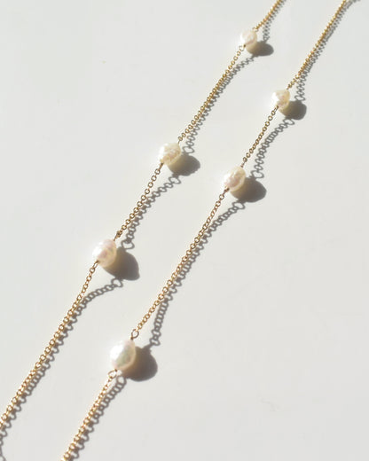 14KGF〈Station Necklace〉Fresh water pearl