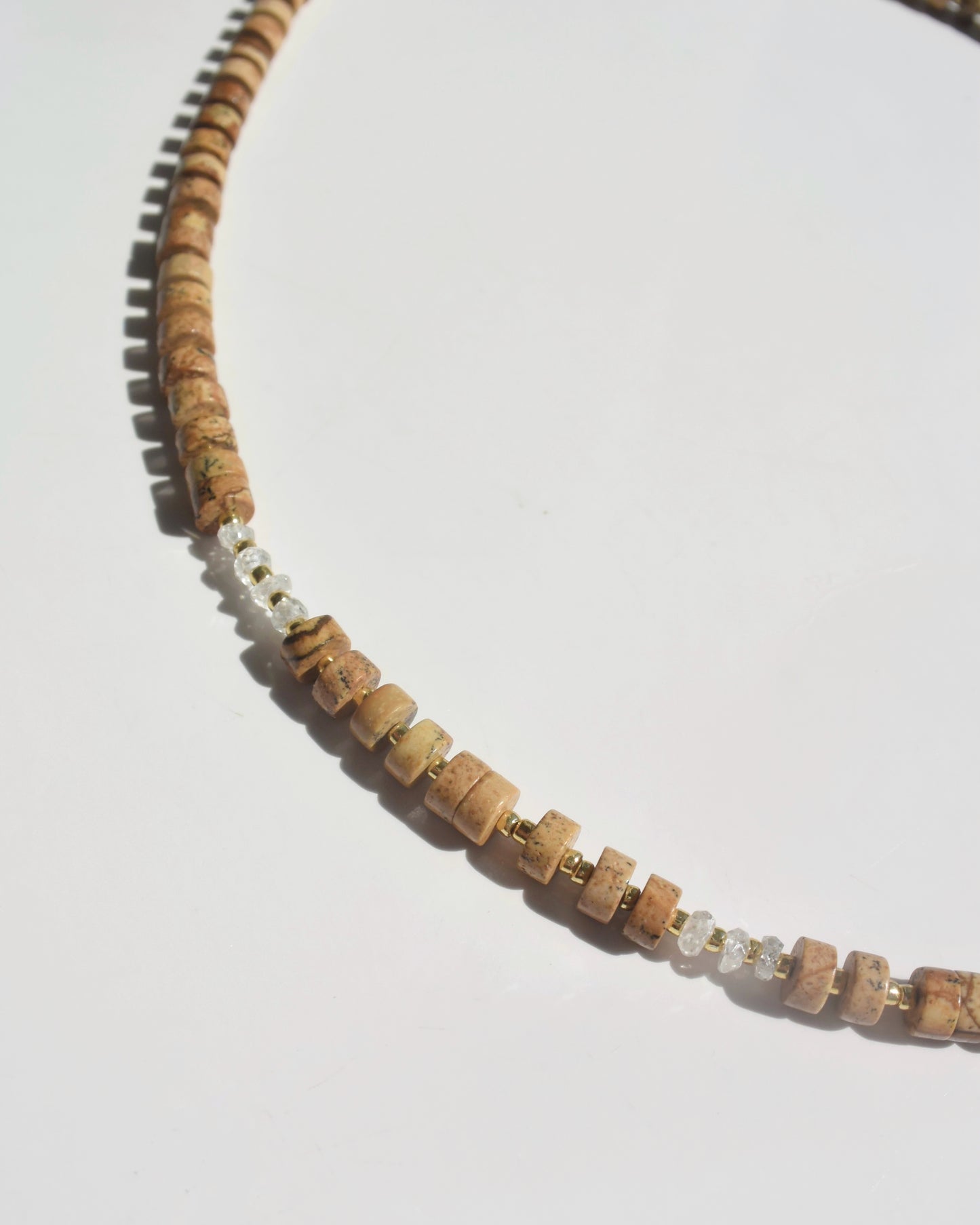 14KGF〈Earthing beads Necklace〉Picture Jasper × Fresh water pearl