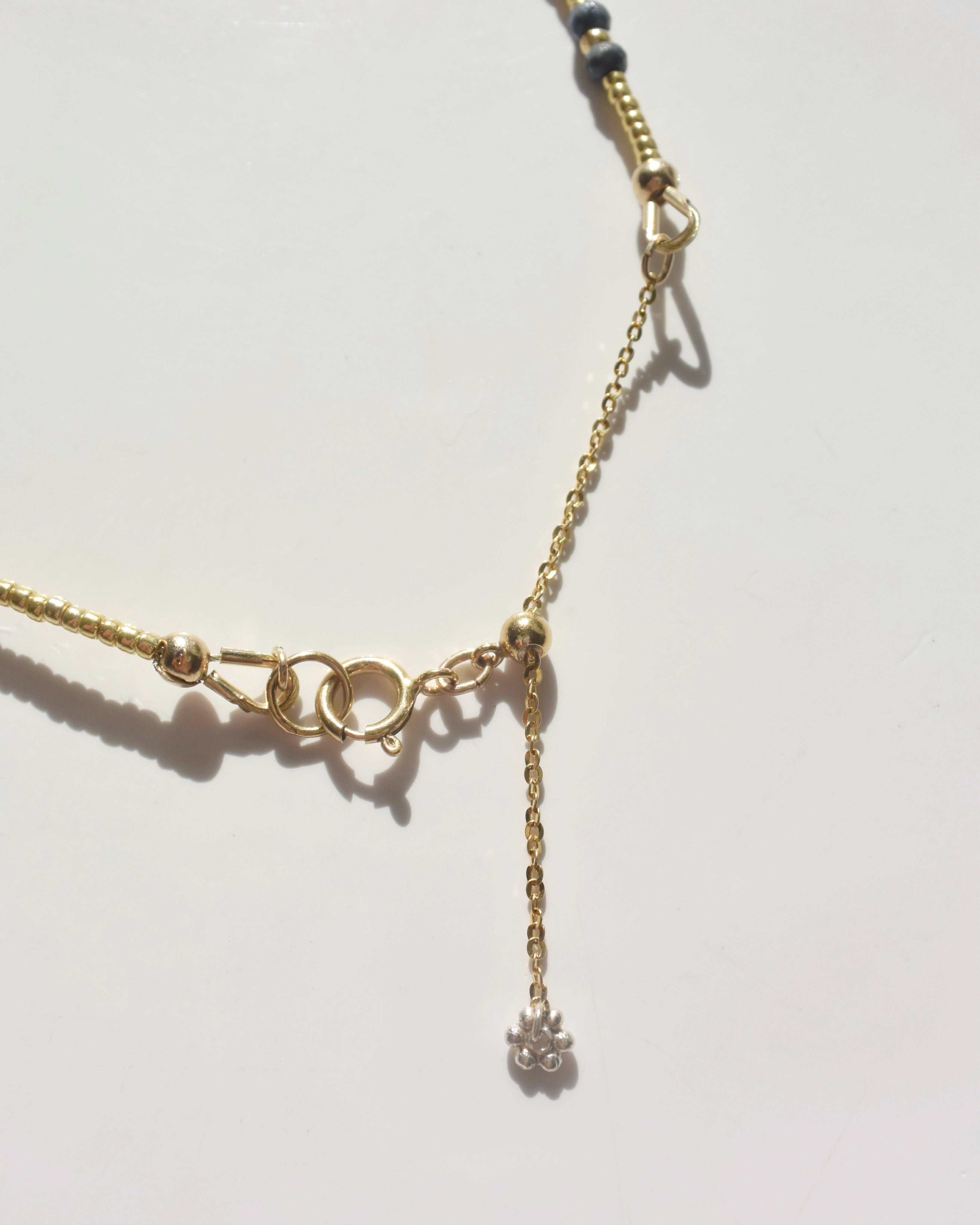 14KGF〈Earthing beads necklace〉Blue coral×Fresh water pearl – marino