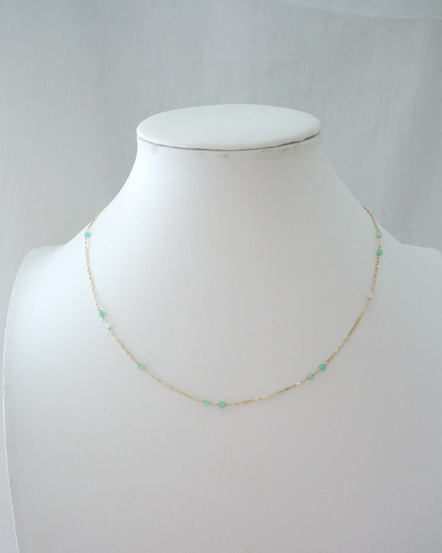 14KGF〈Station necklace〉Chrysoprase