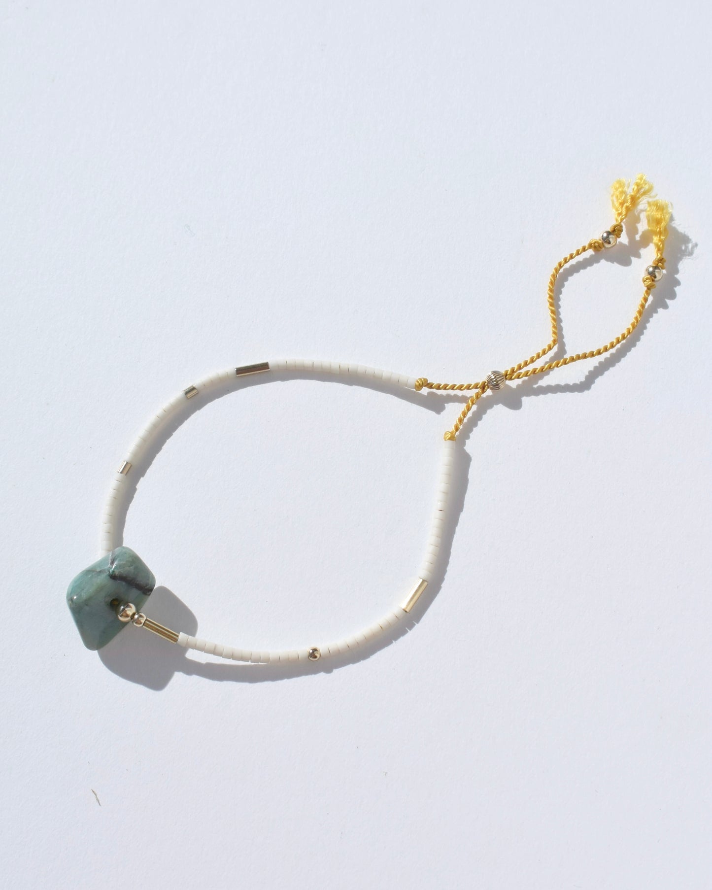 14KGF〈Silk cord Bracelet〉Chrysocolla/Yellow