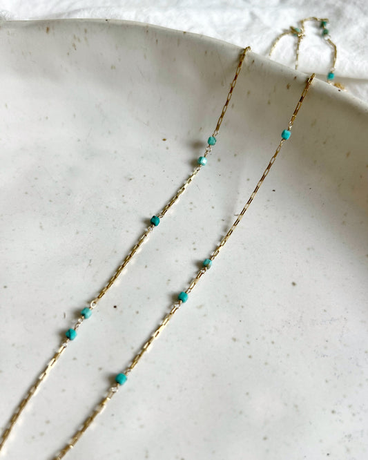 14KGF〈Station necklace〉Turquoise