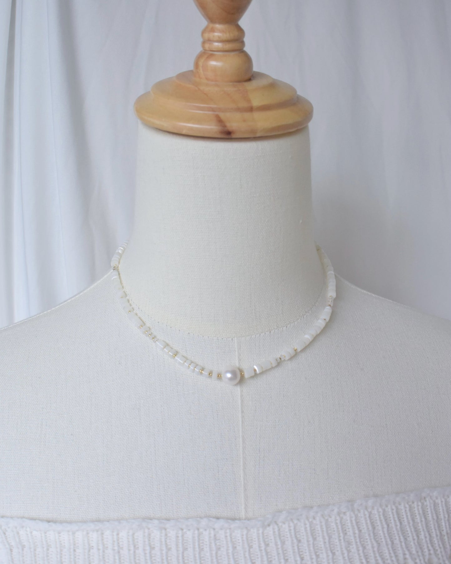 14KGF〈Earthing beads necklace〉MOP×Fresh water pearl