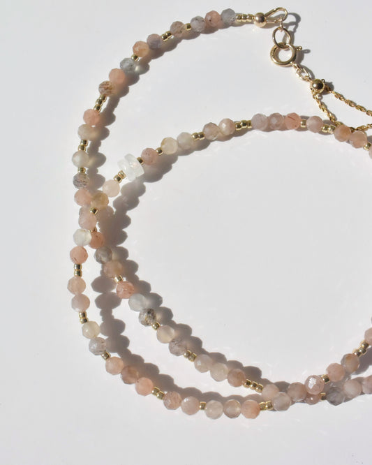 14KGF〈Earthing beads Necklace〉Orange moonstone