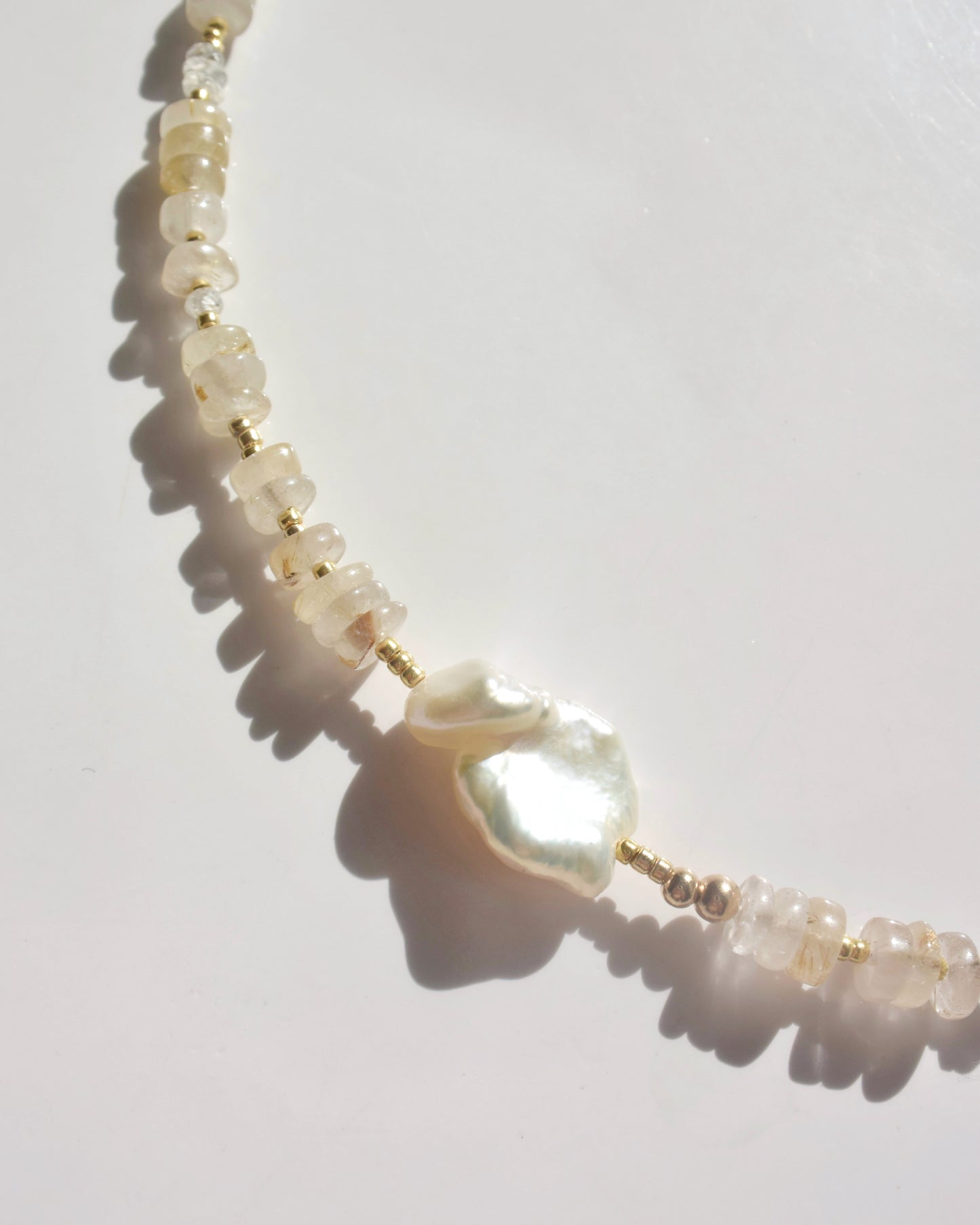 14KGF〈Earthing beads necklace〉Rutile quartz