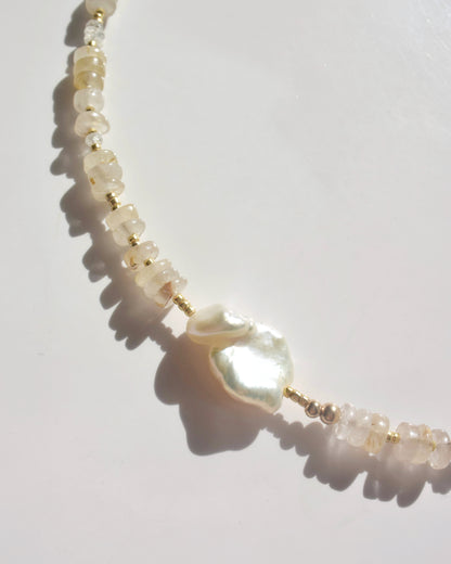 14KGF〈Earthing beads necklace〉Rutile quartz
