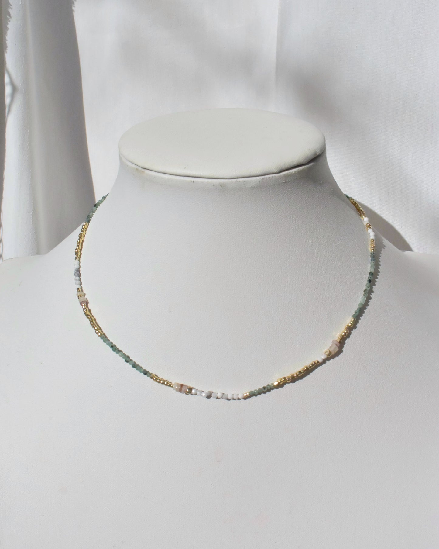 14KGF〈Earthing beads Necklace〉Emerald