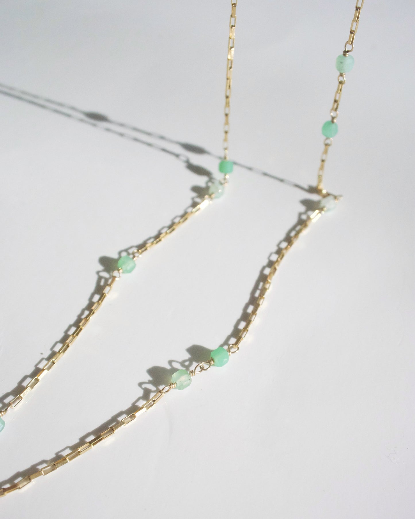 14KGF〈Station necklace〉Chrysoprase