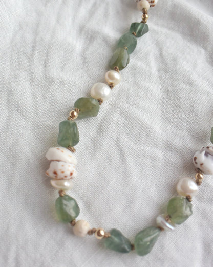 14KGF〈Silk cord necklace〉Green apatite