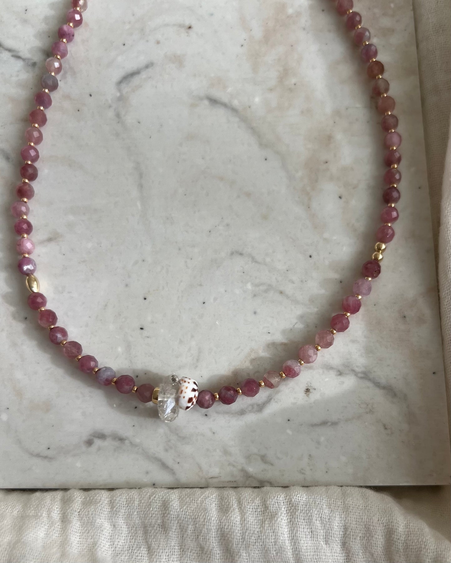 ［先行販売プライス］14KGF〈Earthing beads necklace〉Ruby