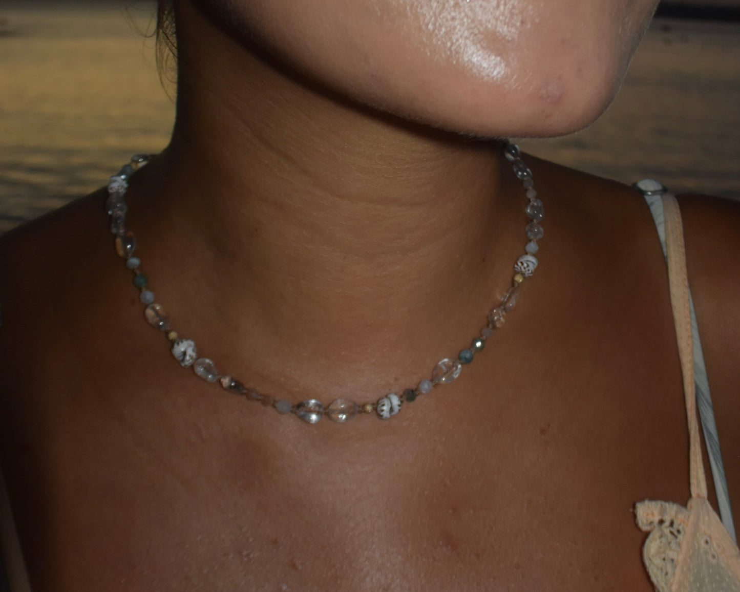 14KGF〈Silk cord necklace〉Quartz