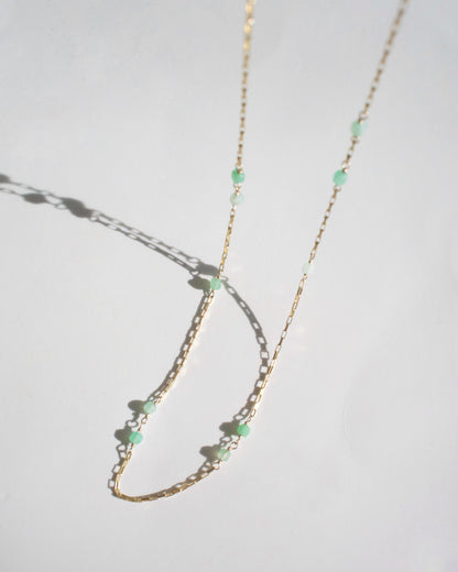 14KGF〈Station necklace〉Chrysoprase