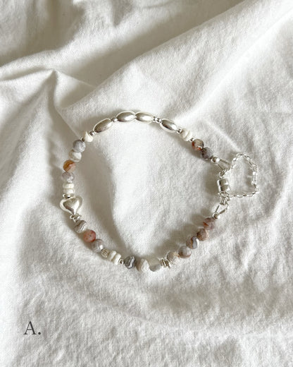 Silver〈Magnet bracelet〉Laguna lace agate
