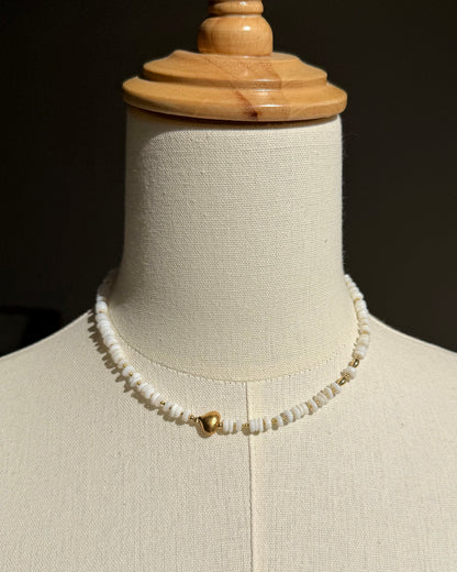 14KGF〈Earthing beads Necklace〉White opal