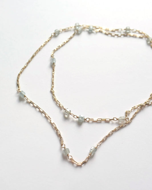 14KGF〈Station necklace〉Blue zircon