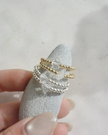 14KGF&Silver〈Herkimer diamond〉Ring