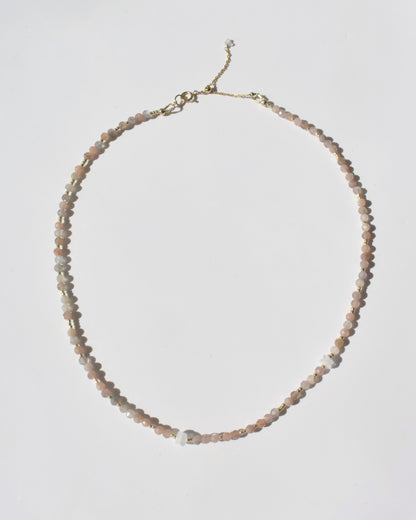 14KGF〈Earthing beads Necklace〉Orange moonstone