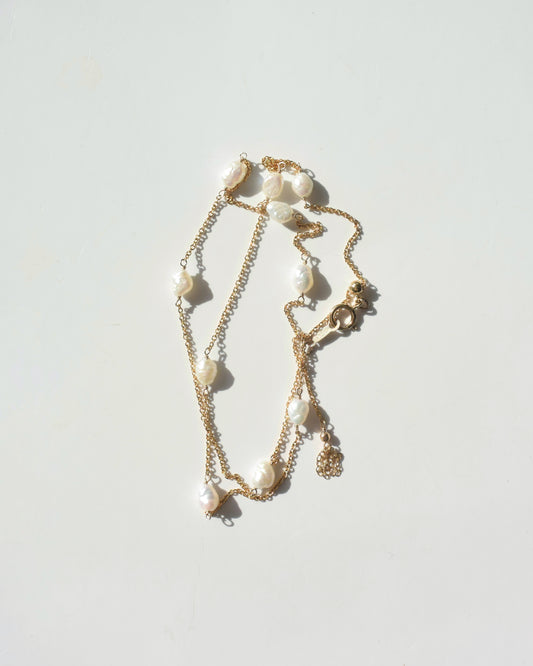 14KGF〈Station Necklace〉Fresh water pearl