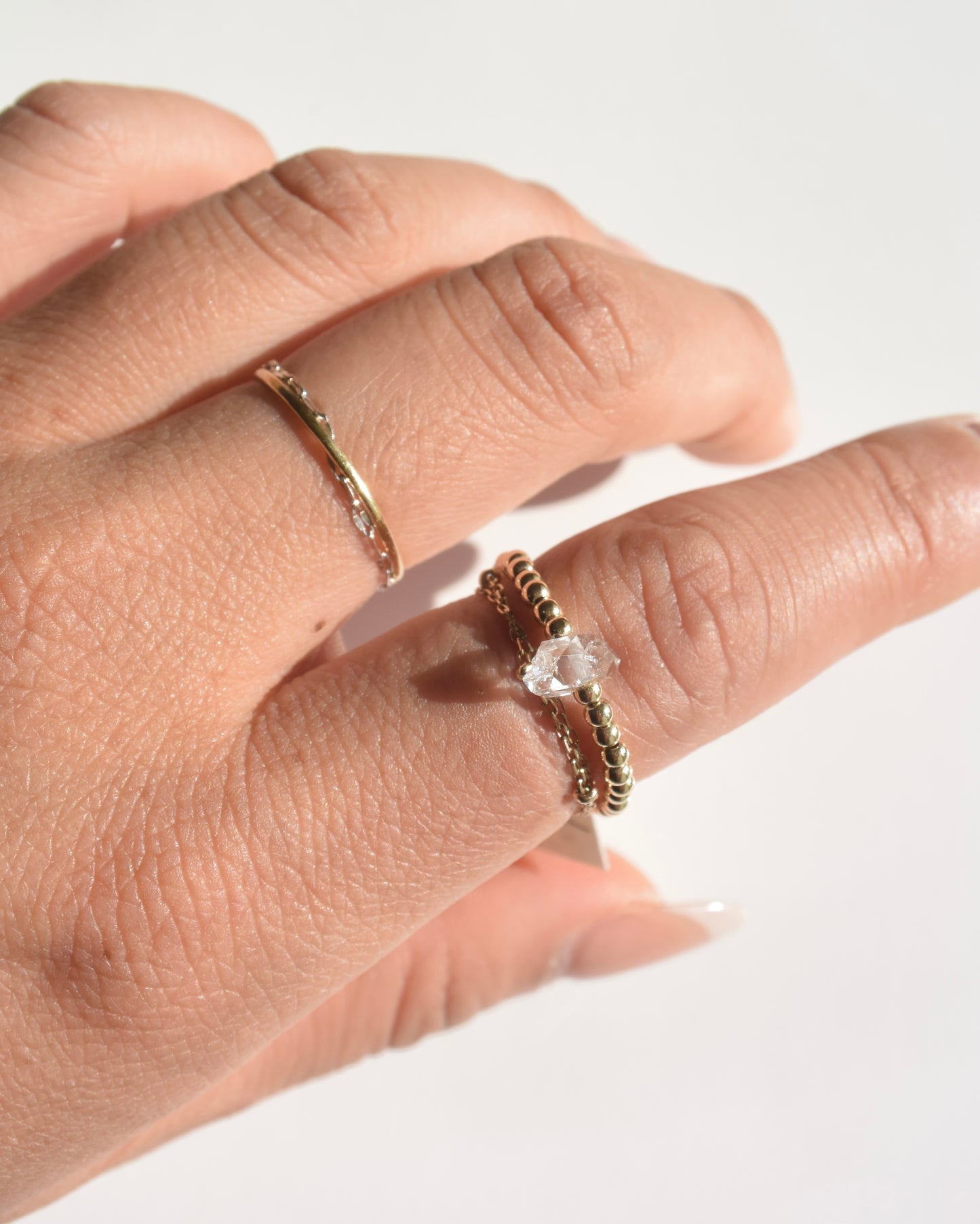 14KGF&Silver〈Herkimer diamond〉Ring